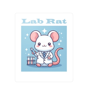 実験用ラットのキスカットステッカー、面白い実験室の装飾、科学ユーモア、生化学者へのかわいいギフト、ラップトップ用デカール、研究者への感謝の気持ち