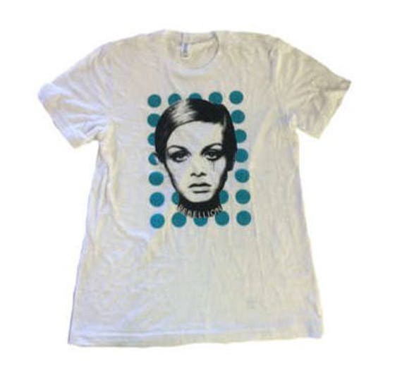 Twiggy Dots Tee, Pop Culture Image of Twiggy, Screenprint T-shirt