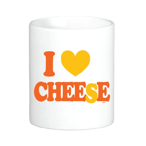 I Heart Cheese Coffee Mug en céramique avec un design drôle sublimé par Project Chane