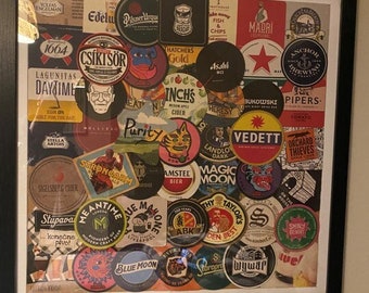 Handmade beer coaster wall art | Collection of modern and vintage brands | (50x40cm)