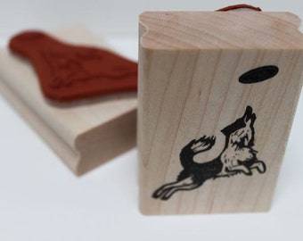 Border Collie Leap Rubber Stamp