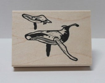 Humpback Whale - mother and baby rubber stamp