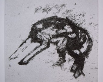 Border Collie Repose - Original Etching