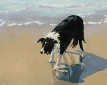 Border Collie Crouch - 8.5x11" reproduction of original oil by Nicole Strasburg