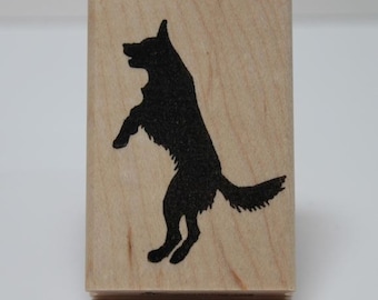 Wolf jump rubber stamp