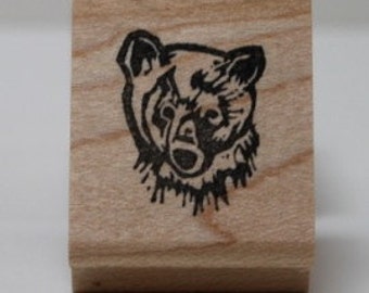 California Black Bear Portrait rubber stamp