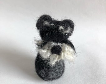 Miniature Needle Felted Schnauzer dog Kawaii