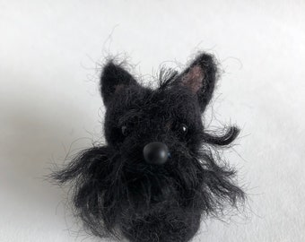 Miniature Tiny Needle Felted Scottish Terrier Dog Kawaii