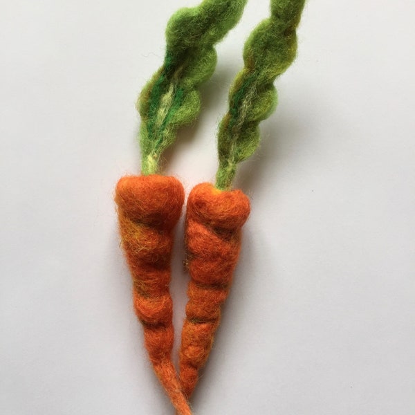 CARROT needle felted vegetable brooch pin badge
