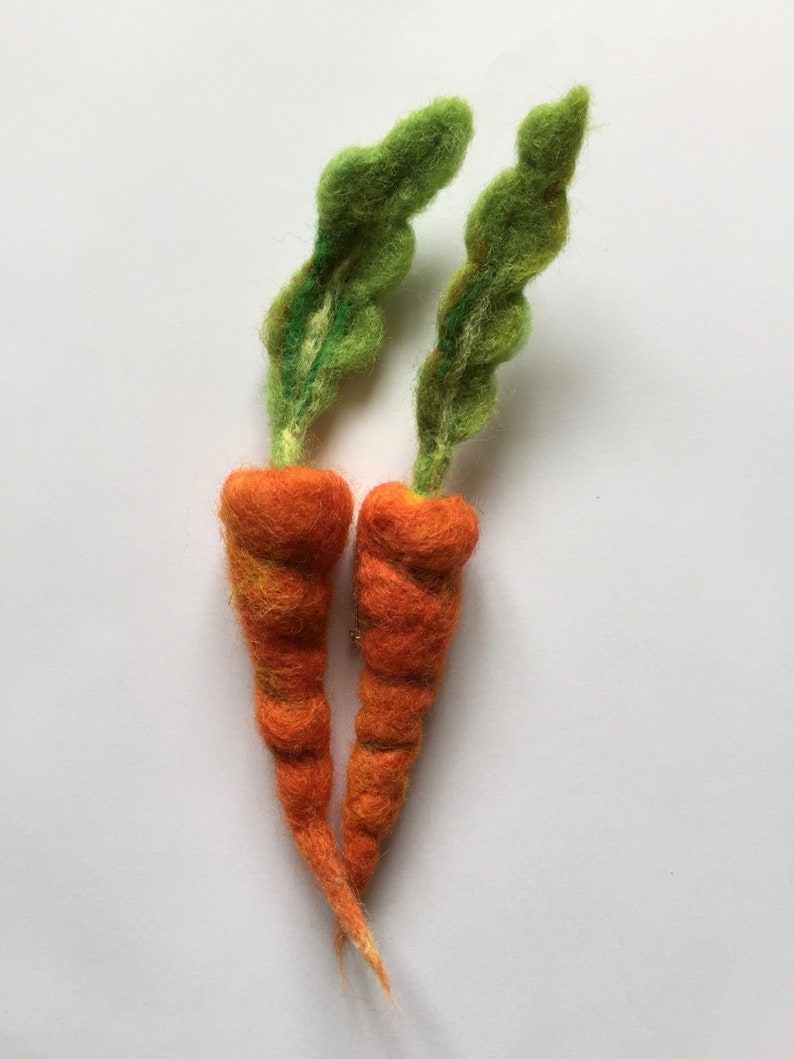 CARROT needle felted vegetable brooch pin badge image 1