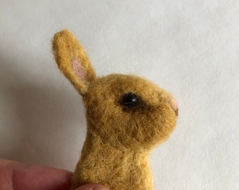 Needle felted bunny rabbit brooch pin badge accessory