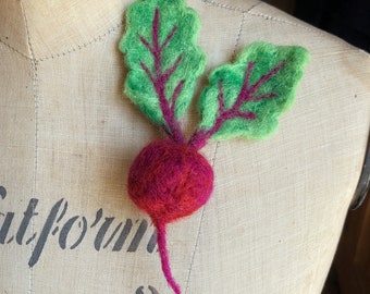 Needle Felted BEETROOT Vegetable brooch pin badge accessories