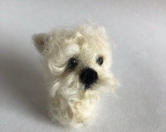 Miniature Needle Felted Westie Highland Scottish Terrier Dog Kawaii