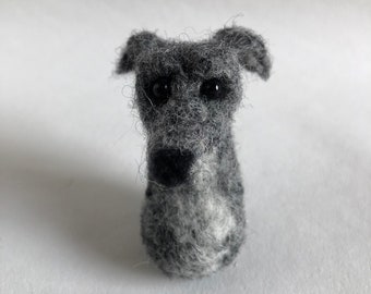 Miniature Needle Felted Whippet Greyhound dog Kawaii