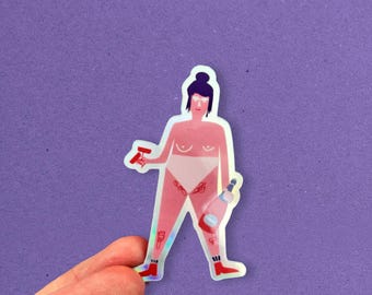 Hologram sticker. Champagne Lady