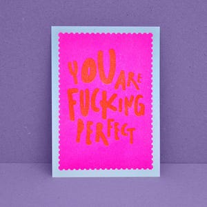 Postkarte – fucking perfect . DIN A6 . Illustration . Neonfarben