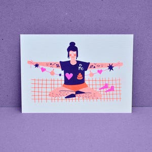 Postkarte –  Cool Girl . DIN A6 . Illustration . Neonfarben
