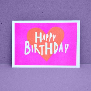 Postkarte – Happy Birthday . DIN A6 . Illustration . Neonfarben