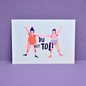 Postkarte – DU BIST TOLL  – Neon – Risodruck – DINA6