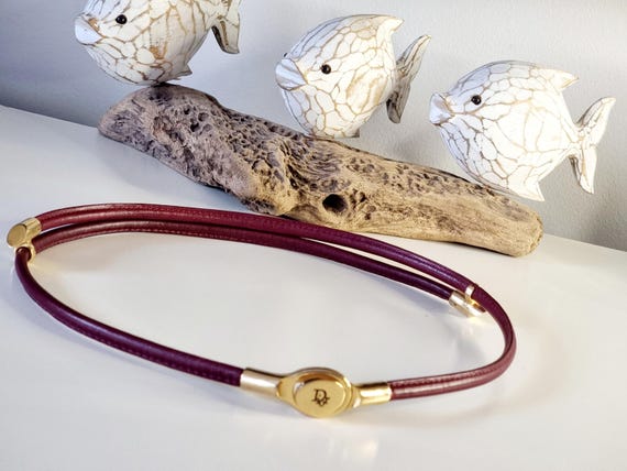 Prachtige, uiterst bijzondere vintage Christian Dior leren goudkleurige vintage riem uit 1980