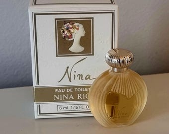 Zeldzame jaren 80 vintage Nina Ricci NINA 6 ml Eau de Toilette miniatuur parfumflesje in originele verpakking