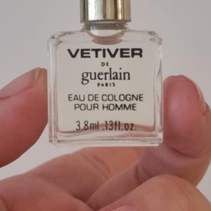Uiterst zeldzame vintage Guerlain Vetiver herengeur uit 1970, miniatura de 3,8 ml, salpicaduras, sin pulverización, geen doos