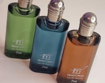 Vintage 80s-90s ,Henry Cottons eau de toilette splash miniature set of 3 pieces, 7ml each, no box available