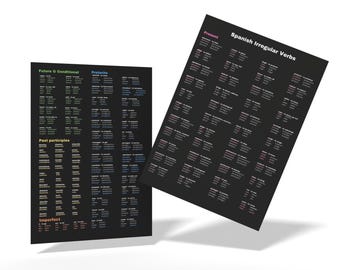Spanish Irregular Verbs Guide (Physical Laminated Guide)