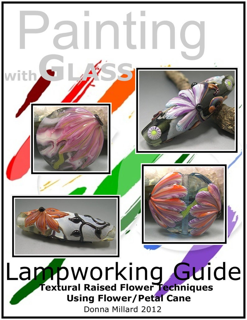 TUTORIAL LAMPWORK Learn how to make flower petal cane for glass bead making by Donna Millard sra image 1