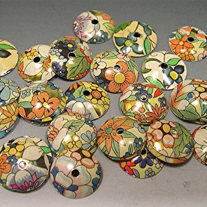 Metal Tin Vintage Floral Bead Caps Donna Millard jewelry bracelets earrings COSMOS image 2