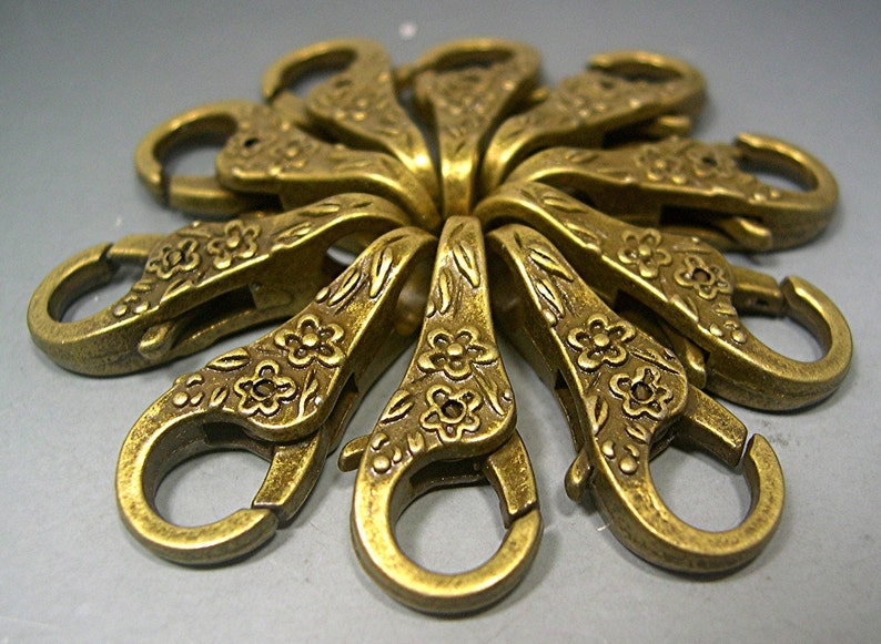 Antiqued Brass FLORAL Clasps You Get 10 Clasps - Etsy