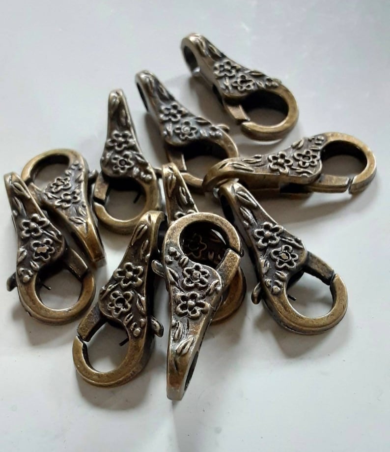 Antiqued Brass FLORAL Clasps you get 10 Clasps image 3