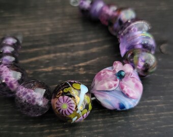 Lampwork Beads handmade purple beads jewelry donna millard lamp work beads