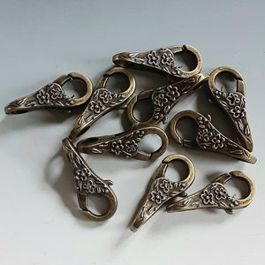 Antiqued Brass FLORAL Clasps you get 10 Clasps