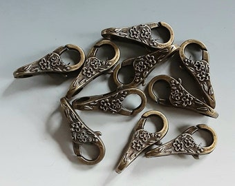 Antiqued Brass FLORAL Clasps you get 10 Clasps