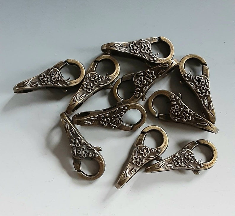 Antiqued Brass FLORAL Clasps you get 10 Clasps image 1