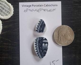 Cabochon broken china porcelain vintage antique bead embroidery electroforming silversmithing