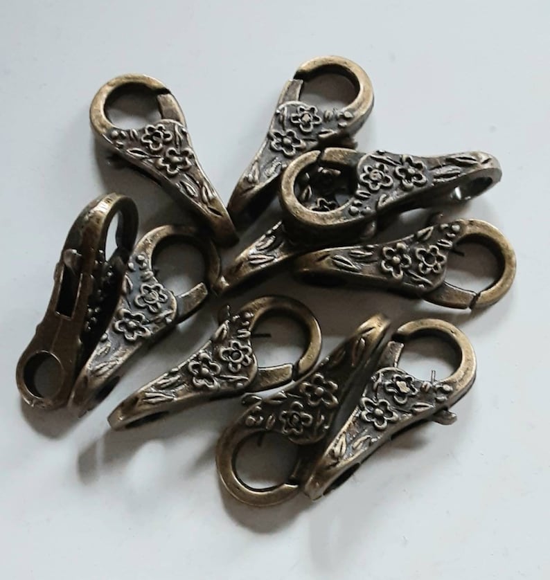 Antiqued Brass FLORAL Clasps you get 10 Clasps image 4