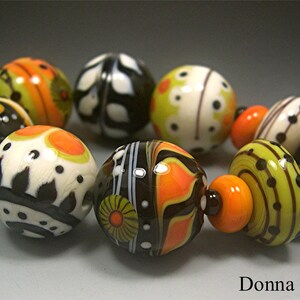 HANDMADE LAMPWORK Glass Beads SET Donna Millard sra lamp work orange green black halloween raven witch hippie boho gypsy image 4