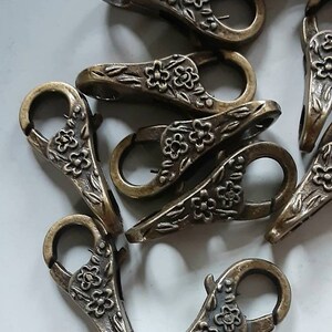 Antiqued Brass FLORAL Clasps you get 10 Clasps image 2