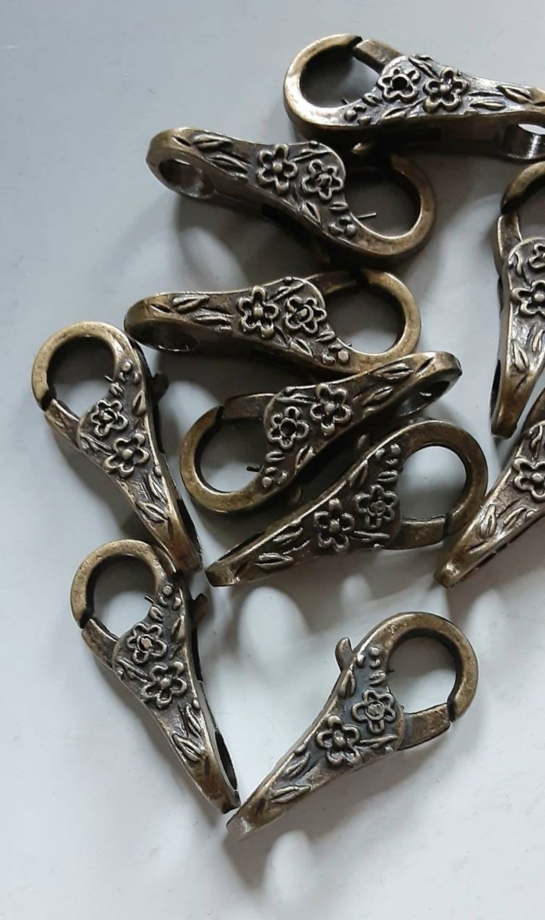 Antiqued Brass FLORAL Clasps you get 10 Clasps image 2