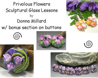TUTORIAL LAMPWORK ebook Lecciones de vidrio escultural Flores frívolas Cuentas Donna Millard