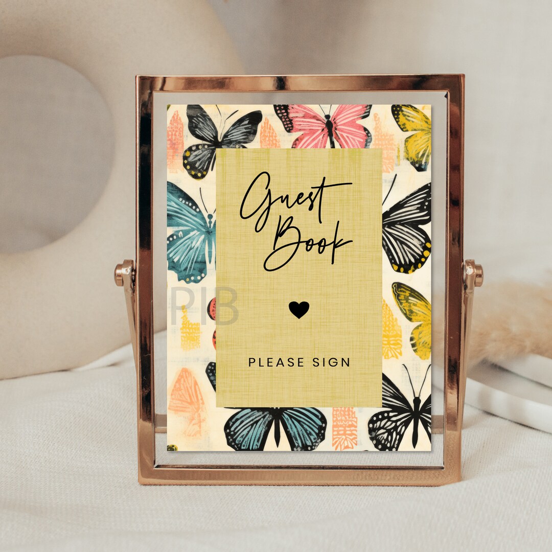Personalized Guest Book Table Sign Printable Baby Shower Sign Butterfly ...