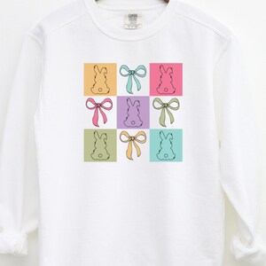 Coquette Easter Eggs Comfort Colors Sweatshirt,Cute Easter Bunny Shirt,Aesthetic Soft Girl Spring Outfit,Rabbit Pastel Easter Gift for Women