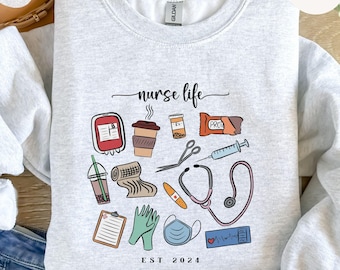 Nurse Shirt Custom, Nurse Pullover, Graduation Gift for Nurse, Gift for Nurse, RN Sweatshirt, Gift for New Grad, Registered Nurse Sweater