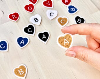 Mini Heart Alphabet Iron-On Patch – Embroidered Letter Patch, Cute Coquette Style, DIY Name & Decor Patch, Sew On/Iron On Embroidered Patch
