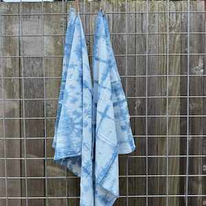 100% Cotton Shibori Indigo dyed Tea Towels set of 2