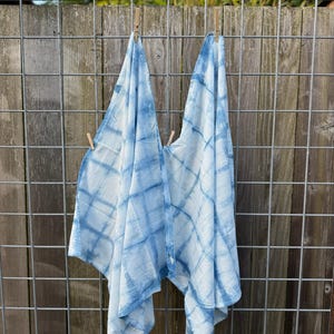 100% Cotton Shibori Indigo dyed Tea Towels set of 2