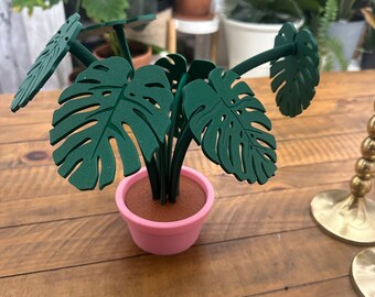 Monstera Coaster Plant Set: 6 Leaf Coasters for Plant Lovers - 3D Printed