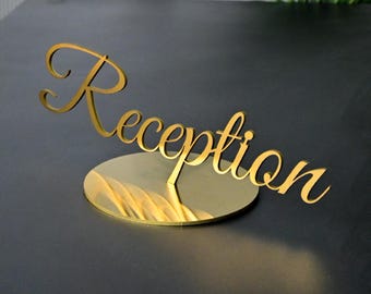 Customizable Gold Metal Reception Sign, Wedding Decor, Party Table Sign, Event Signage